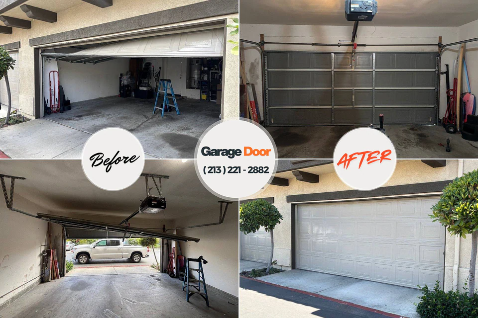Before and after: garage door repair Linesville, PA